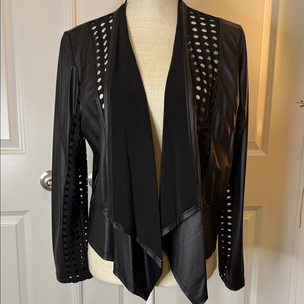 Milor Black Women's Open Front Blazer with Cut-Out Details